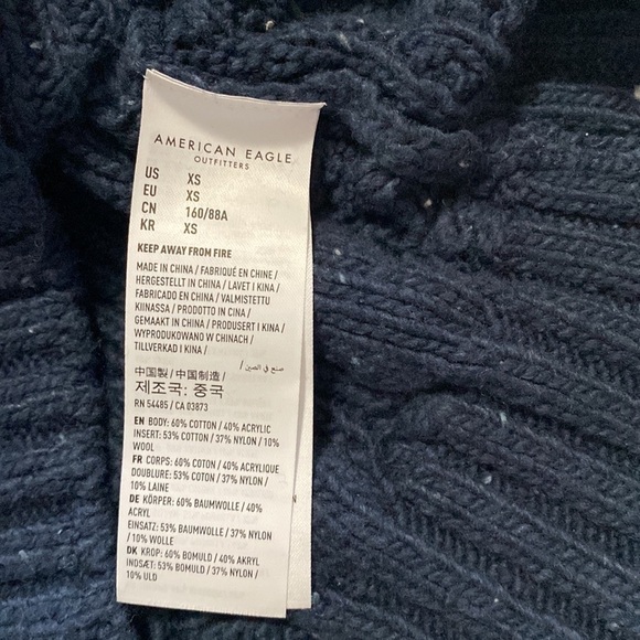 AMERICAN eagle dark navy soft cable knit mix stitch tweed sweater - Picture 10 of 13